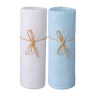 PTIT BASILE Lot de 2 Draps housse bébé 60x120 cm - blanc / bleu - 100% jersey Bio