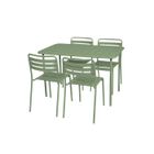 SWEEEK Table de jardin métal + 4 assises vert en acier. Amelia. 120 x 70 x 72.5 cm