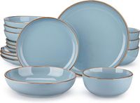 vancasso Assiettes NYMPH, 16 pièces Service de Table en Grès , ensemble de vaisselle pour 4 personnes - Bleu