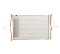 Double hamac rembourre avec barres de protection incurvees amovibles en bambou avec oreiller tissu oxford 200 x 140 cm c