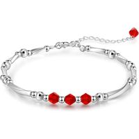 jewelora Bracelet femmes avec perles rouges Argent sterling 925 Bracelet 30-70 cadeau d'anniversaire Bracelet reglable Envoye
