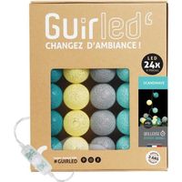 Guirlande lumineuse boules coton LED USB - Veilleuse bébé 2h -  3 intensités - 24 boules 2,4m - Scandinave