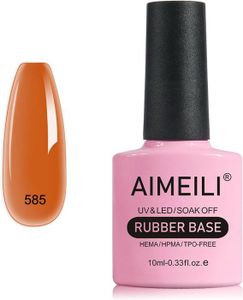 VERNIS A ONGLES Vernis Semi Permanent Gel Rubber Base Coat, Feuilles D'Erable Automne Ambre Brun Gel Polish Uv Led Renforcement Et