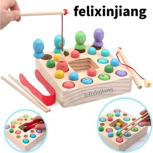 Jouet de pêche magnétique en bois enfants Puzzle voyage semblant jouet  jouet de bain cadeau pour 0-3 ans garçons fillesPratique et pratique