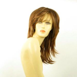 Perruque Femme Châtain Cuivré Méché Blond Clair ORLY 6BT27B - Mi-longue, Synthétique, Bonnet Moyen