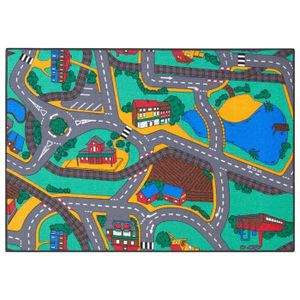 TAPIS Tapis de Jeu Enfant 95x133cm, Playtime - Tapis Circuit Voiture - Lavable - Antidérapant - Carpet Studio