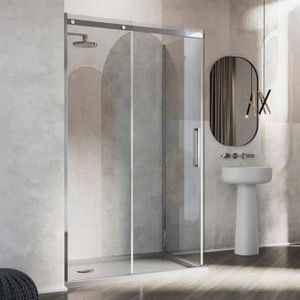 Cabine parois de douche angulaire coulissante 80x100 c H 200 en PVC