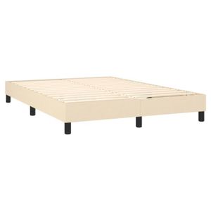 LIT COMPLET Sommier à ressorts de lit - VGEBY - Cadre de lit à sommier tapissier - Crème - 140x190 cm