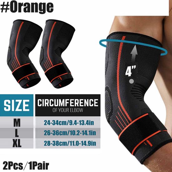 Bandage De Coude En Néoprène - Taille Unique, Noir, Pour Sport, Musculation, Tennis