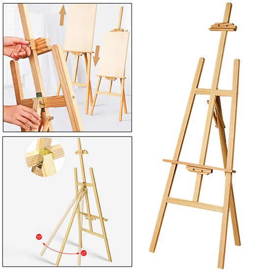 Chevalet En Bois Massif 150 Cm - Trépied Réglable Pour Peinture, Studio D'Art, Mariage Et Présentation - Support Toile Stable En Pin Naturel