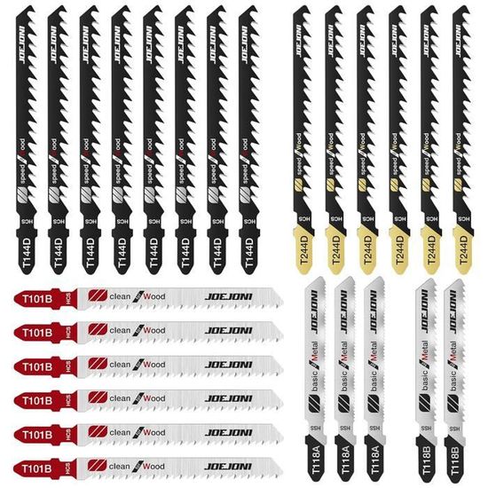 Jeu De 25 Lames Scie Sauteuse Queue T - 7 Modèles Acier Carbone Pour Bois Plastique Métal