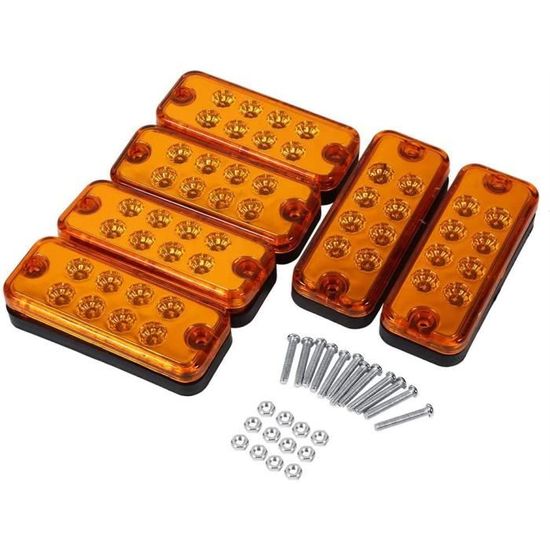 Feux De Position Latéraux LED Pour Camion/remorque - Lot De 6 - 8 LED, 12V - Couleur Bleue (autres Disponibles) - Taille ~9,5x4 Cm