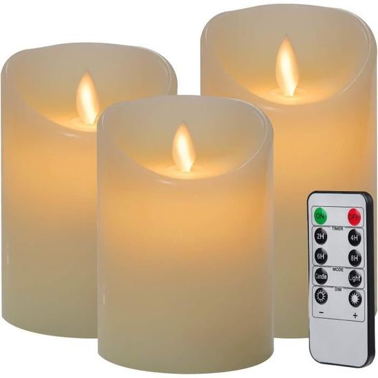 Lot de 3 Bougies Piliers Flamme Réaliste à LED TruGlow