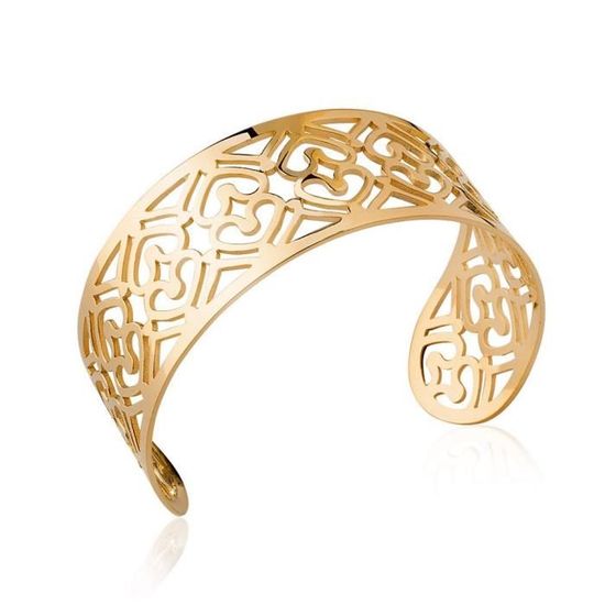 Bracelet Bicolore Fil Câble Ciselé Plaqué Or 18 Carats - Bijouxia, Neuf Avec étiquettes