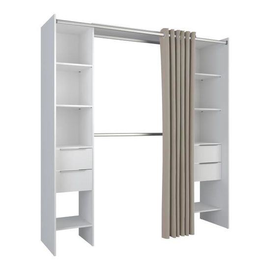 DEMEYERE Kit dressing extensible 2 colonnes + 4 tiroirs avec rideau