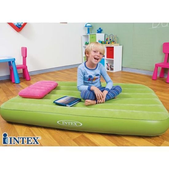 Matelas Gonflable Enfant Vert Intex 1 Place Oreiller Cdiscount Jeux Jouets