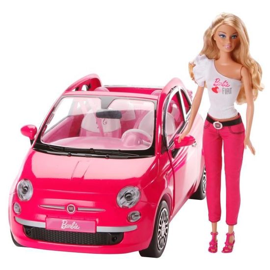 BARBIE Fiat 500 Rose Cdiscount Jeux Jouets