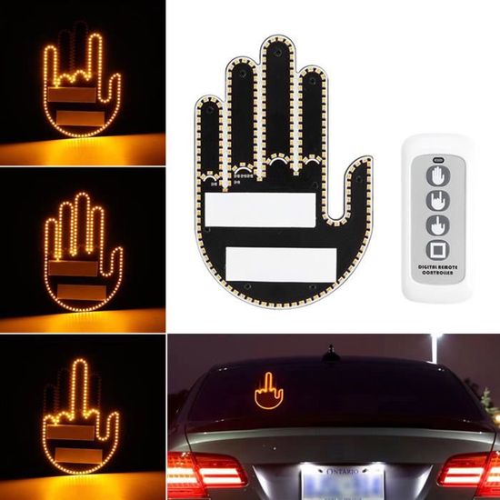 Lumière LED du Majeur,Car Interior Road Rage Panneau Lumineux,Panneau  Fenêtre Arrière Drôle Conception Doigt - Cdiscount Auto