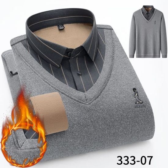 Pull à Col Rond Homme Danfiki - Tricot Doux Chaud Décontracté Pour Hiver