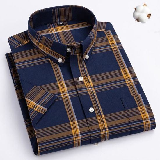 Onfire Chemise à Manches Courtes Homme Bleu Carreaux