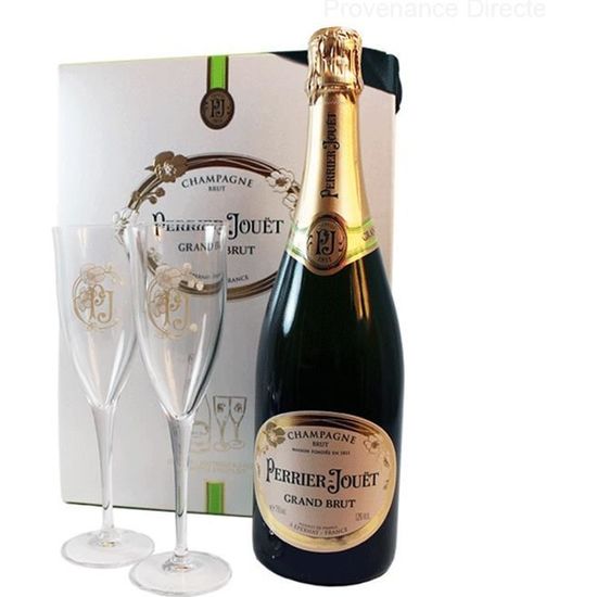 Coffret Champagne PerrierJouët avec 2 flûtes La cave Cdiscount