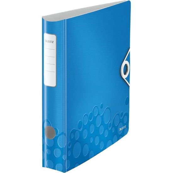 Classeur à Levier Leitz Format A4 Capacité 350 Feuilles - Dos Bleu, Couverture Marbrée, Mécanisme Garanti 5 Ans