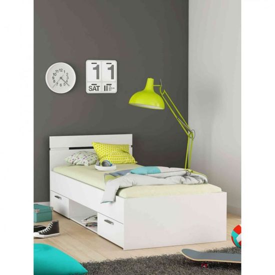 Epf Lk Meubles Ameublement Et Decoration 90x190 Cm Aingoo Lit En Metal Lit Simple Avec Support A Lattes En Bois Et Sommier Pour Matelas De Tete De Lit