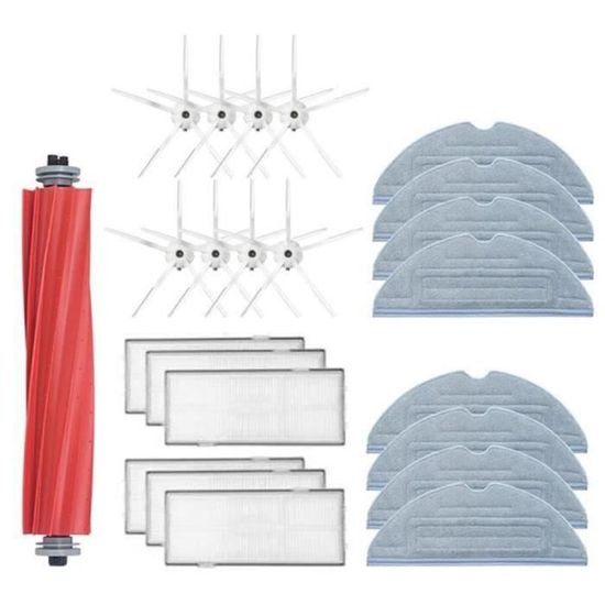 Kit Complet 22 Accessoires Pour Xiaomi Robot Aspirateur X20+ : 6 Sacs + Brosse Principale + 6 Chiffons Microfibres + 4 Filtres HEPA + 4 Brosses Latérales + Brosse Nettoyage