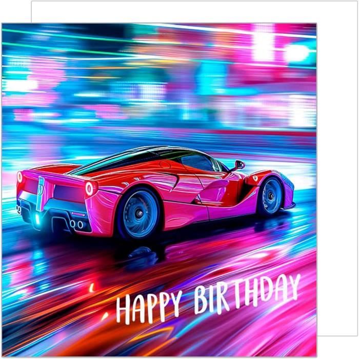Edition Seidel GQ518 SW025 Carte D'anniversaire Carrée De Qualité Supérieure Avec Enveloppe Inscription En Anglais « Happy Birthday » Pour Homme Et Femme