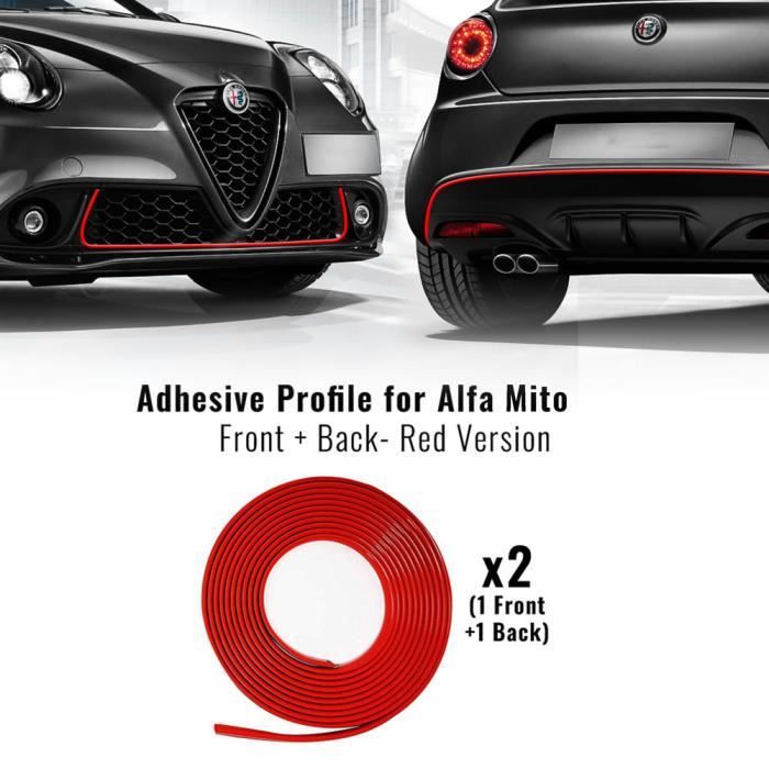 Profil Adhésif Antérieur + Postérieur pour Alfa Romeo Mito Voiture, Rouge
