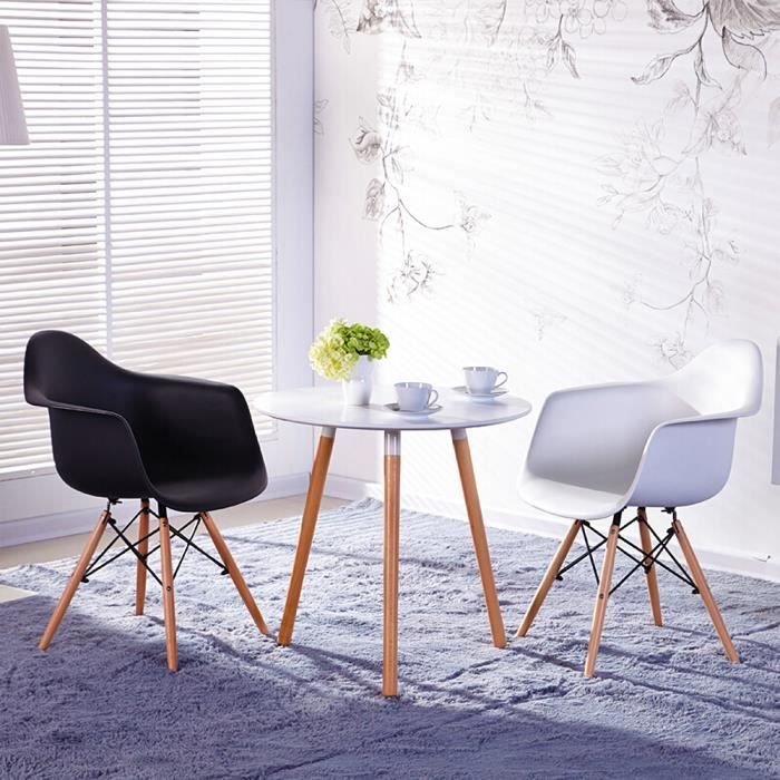 Lot de 6 Chaises Scandinaves Fauteuils de Salle à Manger moderne Eiffel Sièges en plastique 51*62*82CM- Noir