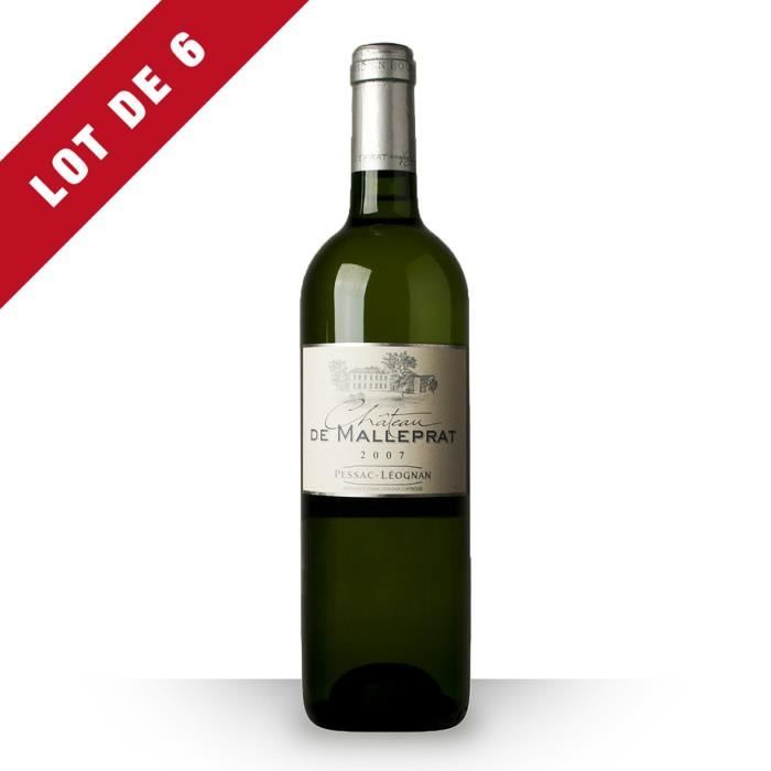 6X Château Malleprat 2007 Blanc 75cl AOC Pessac-Léognan - Vin Blanc