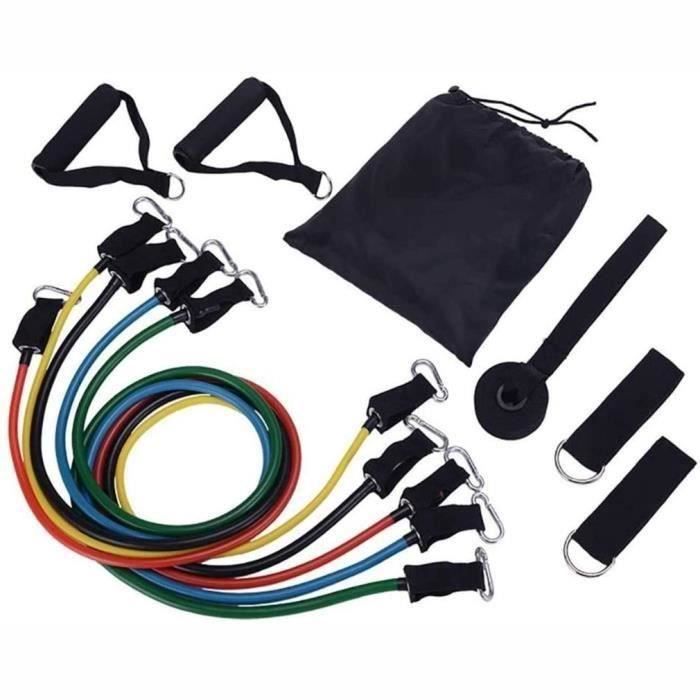 Set de 11 pcs Fitness corde élastique Musculation Bande élastique Tpe + Crochet en aluminium