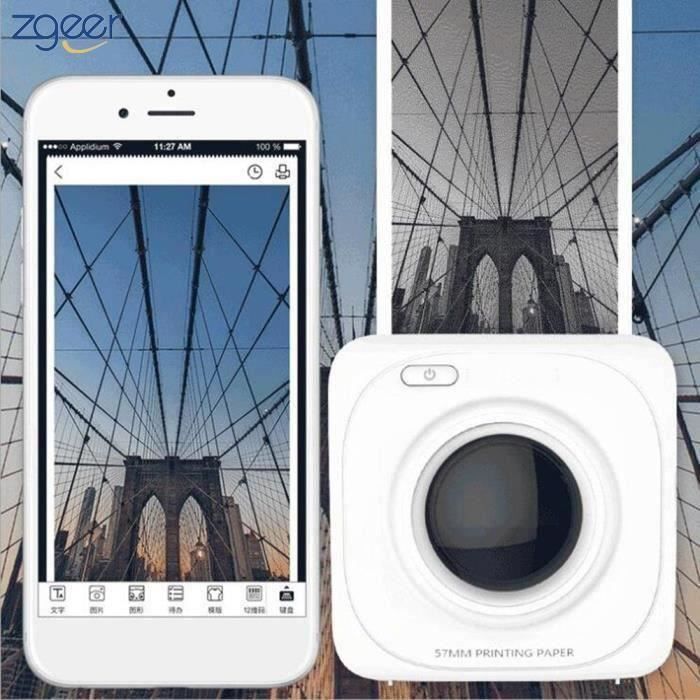 Imprimante photo Portable Bluetooth 4.0 Imprimante photo de téléphone sans fil