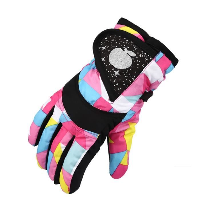 Enfants Enfants Hiver Ski Ski Vélo Équitation Gants chauds coupe-vent Gants chauds antidérapants Rose 3-5 ans (code L)