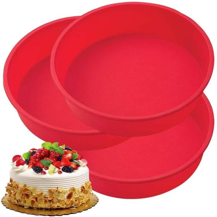 FANDE Moule Rond en Silicone, 3Pcs Moule à Gâteau Rond en Silicone Moule de Cuisson, Moule à Gâteau Rond en Silicone, Poêle Antiadhé