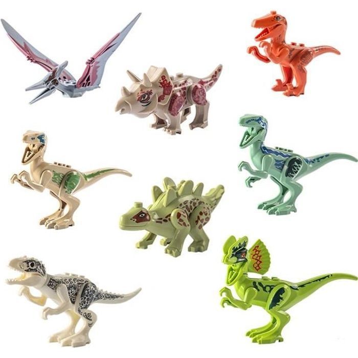 8pcs Blocs de Construction de Dinosaure Jouet pour Enfants, Jouets de Dinosaure, Assemblage Jouet