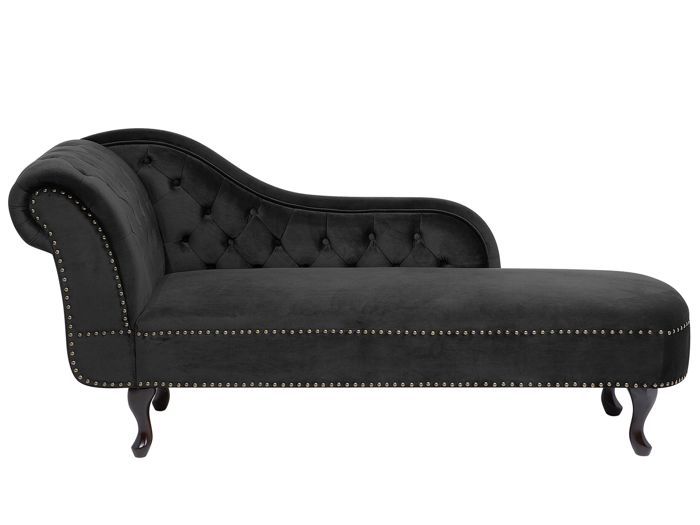 Beliani - Méridienne Chesterfield en velours noir côté gauche NIMES