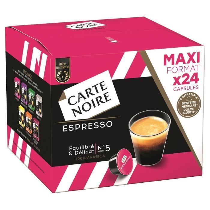 LOT DE 3 - CARTE NOIRE Café capsules Espresso N°5 Compatible DOLCE GUSTO - Boite de 24 capsules - 192G