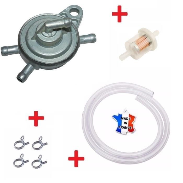KIT ESSENCE SCOOTER CHINOIS 2T : ROBINET + COLLIER TUBE + DURITE + FILTRE A CARBURANT MOTO MOBYLETTE CYCLOMOTEUR MOTO SCOOTER