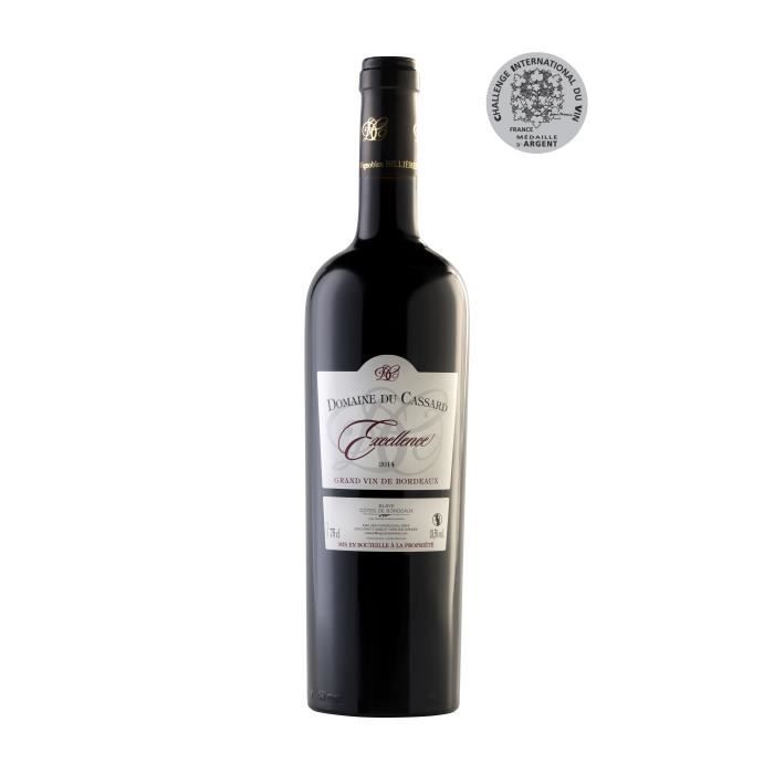 Vin Rouge Blaye Côtes de Bordeaux Domaine du Cassard - Cuvée Excellence - Médaille d'Argent au challenge international du vin