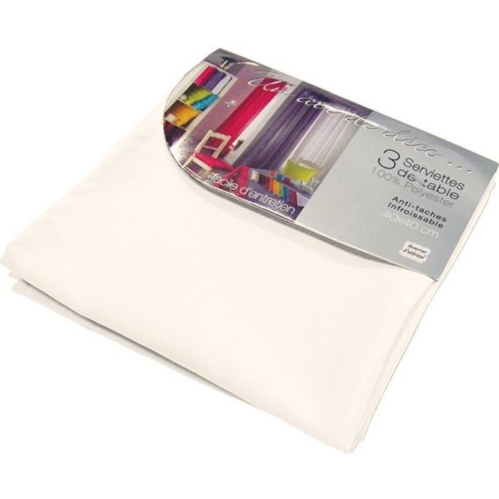 Lot de 3 serviettes de table ESSENTIEL blanc
