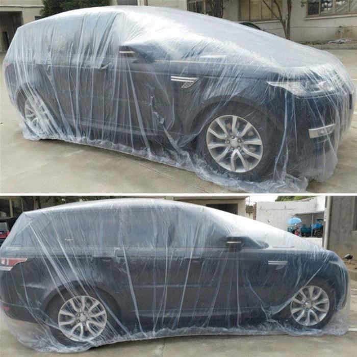 Bâche Voiture Couverture Jetable Voiture SUV 380*660 CM Housse de Protection Jetable Universel Transparent Voiture SUV 4x4