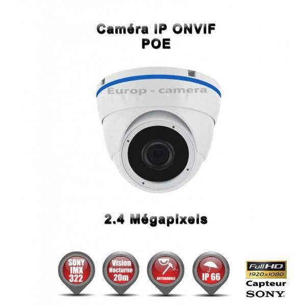 DOME IP ANTI-VANDAL IR 20M ONVIF POE SONY 1080P 2.4 MP - REF : EC-D2MP20 - CAMÉR