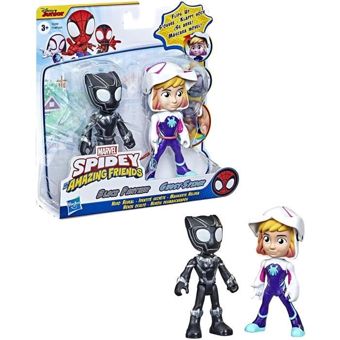 Spider-Man Spidey and His Amazing Friends - F2243 - Identité secrète - Pack 2 pcs Figurines articulées 10cm - Ghost-Spider+ Black Pa