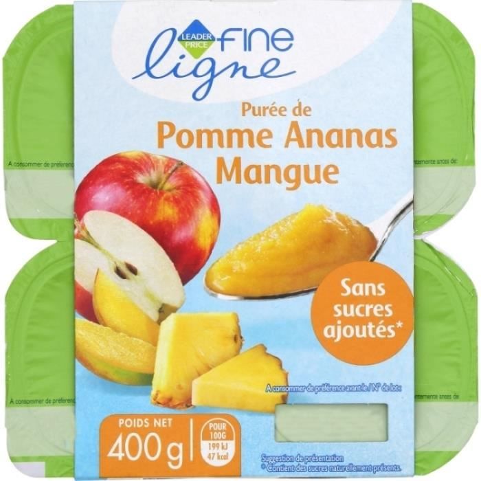 Purée de pomme ananas mangue 400g Leader Price