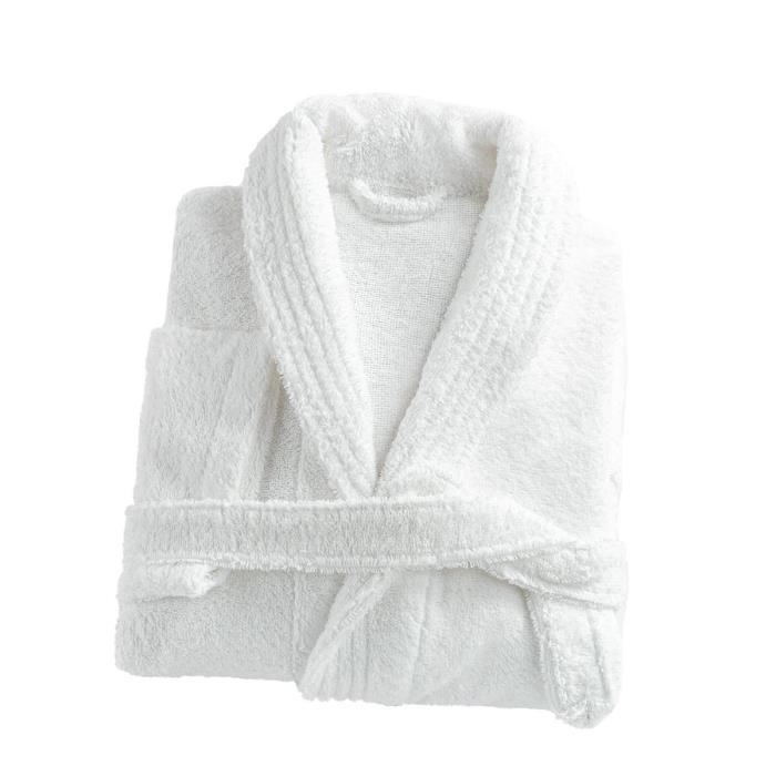 LINANDELLE - Peignoir mixte col chale coton 57 fils éponge CONFORT - Blanc - Mixte Adultes - L