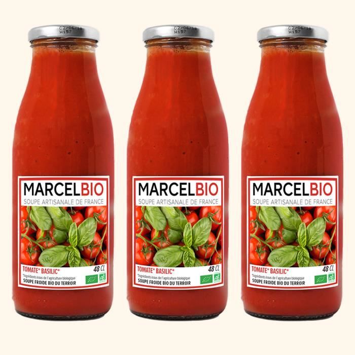 Marcel Bio - Soupe Froide Tomate Basilic Bio 48cl - Pack de 3