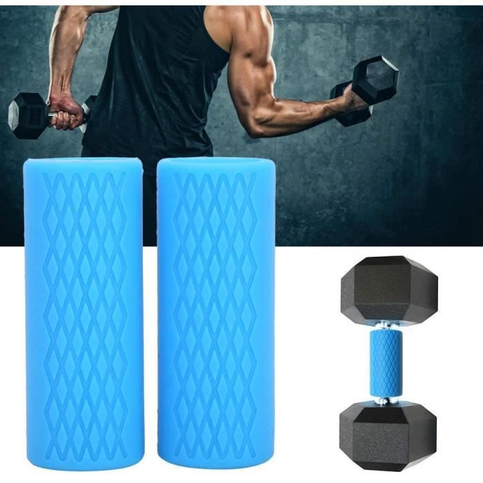 2pcs Poignée d'haltère en Silicone, Barre Antidérapante d'haltérophilie haltérophilie en Silicone, poignées de Barre de Protection p