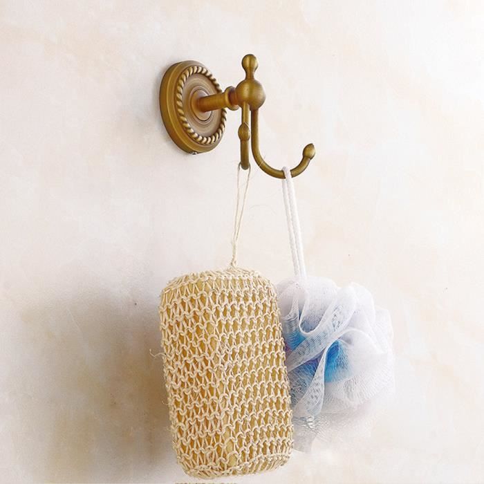 Crochet à Peignoir Rétro Décor Mural Support de Salle de bain 2 crochets Porte Serviette Vêtement Chapeau